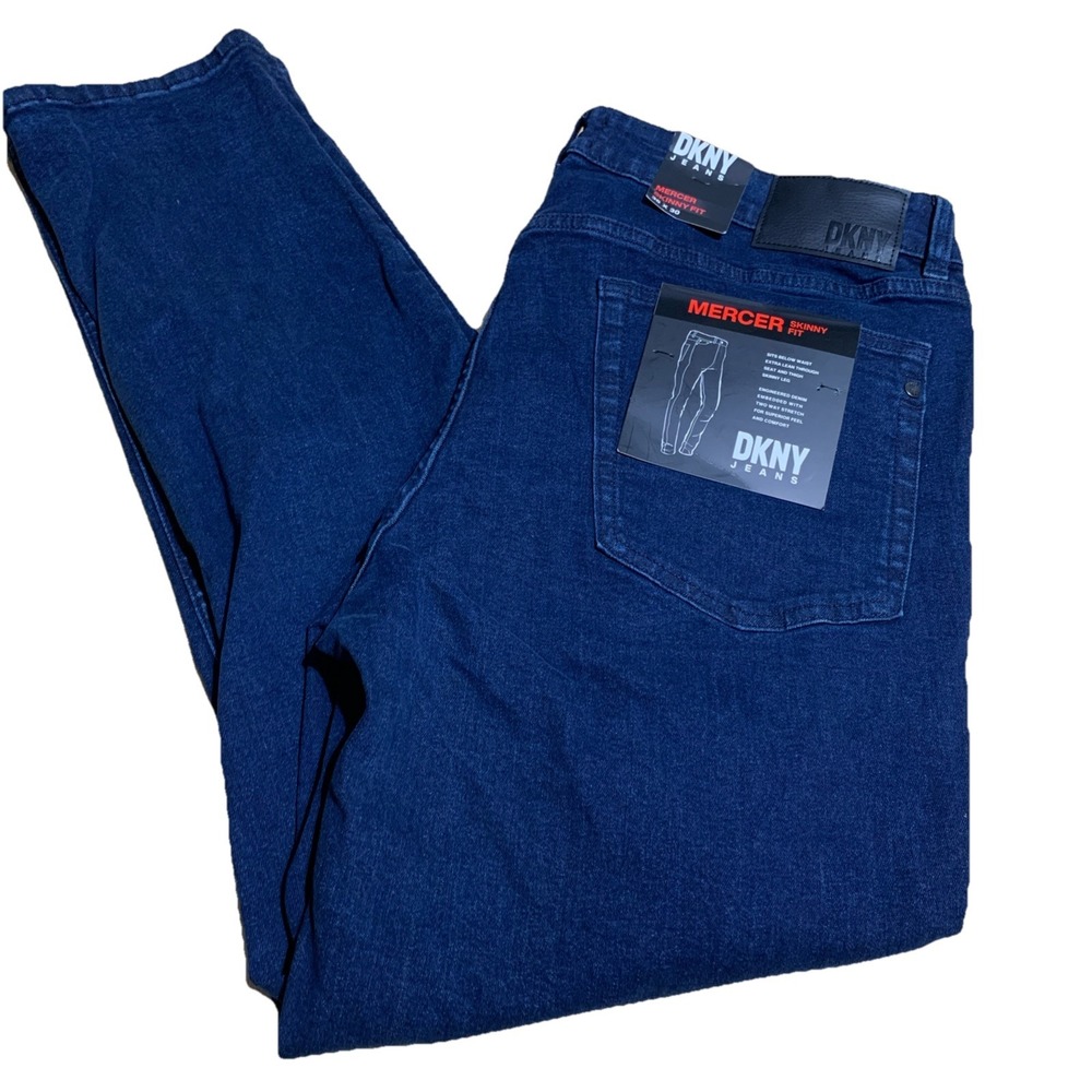 DKNY Mercer Men's 36x30 Jeans Skinny Fit City Blue Cotton Stretch NWT $79.50